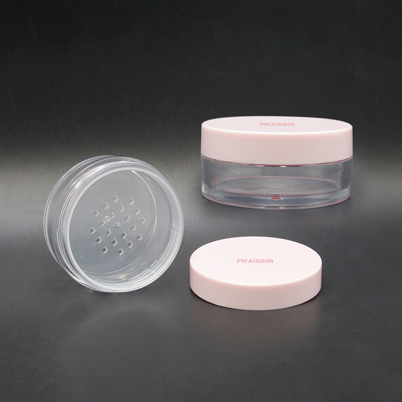 10g round empty loose powder container plastic transparent makeup setting powder case supplier