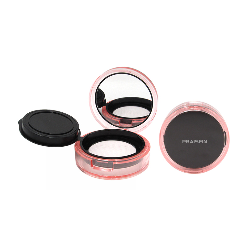 Manufacturer customizes 4-color loose powder packaging plastic round pink Setting powder case