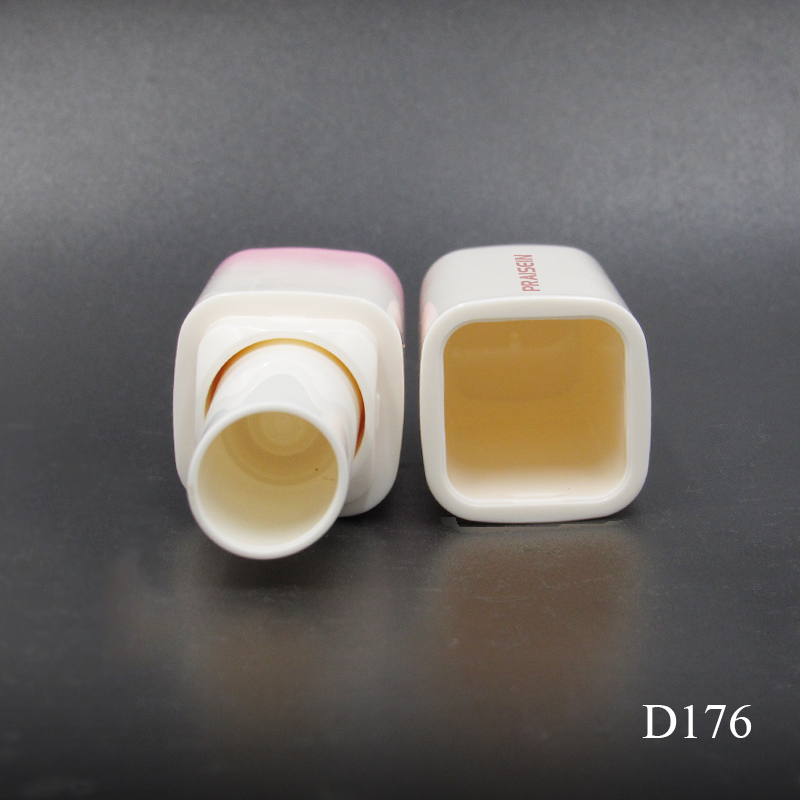Private Customized Irreversible Rotating Lipstick Tube square Gradient pink Lipstick Container Cosmetic Plastic Packaging
