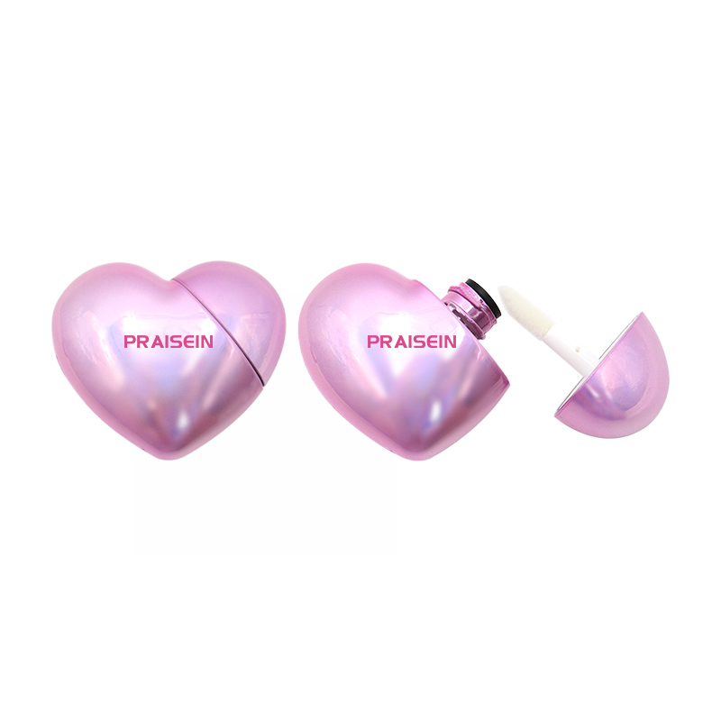 Supplier wholesale cosmetic packaging 7.5g plastic liquid lipstick containers OEM ODM refillable heart-shaped lip gloss tubes
